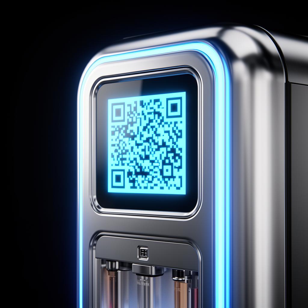 Vending machine displaying QR discount code